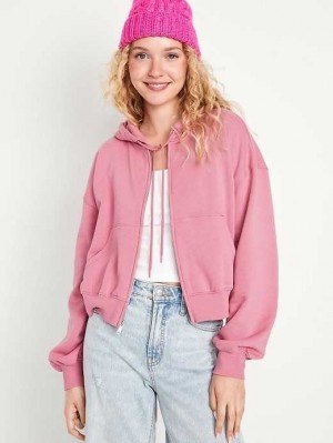 Old Navy Fleece Full-Zip Hoodie Hoodie Damen Rosa Gold | 6501UYFLW