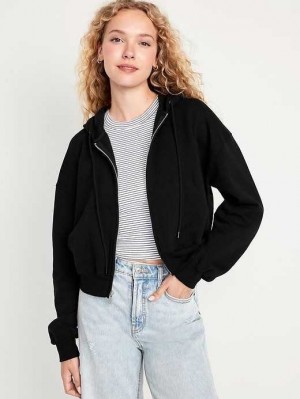 Old Navy Fleece Full-Zip Hoodie Hoodie Damen Schwarz | 1286FDLOY