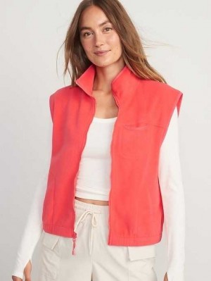 Old Navy Fleece Full-Zip Vest Lauftop Damen Rot | 2769XGRSP