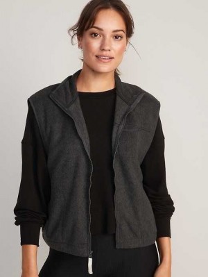 Old Navy Fleece Full-Zip Vest Lauftop Damen Dunkelgrau | 0874CKQNR