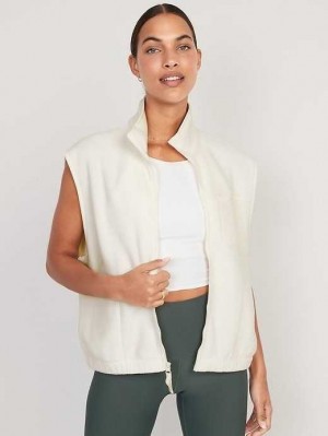 Old Navy Fleece Full-Zip Vest Lauftop Damen Creme De La Creme | 9564GQKZB