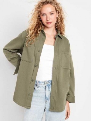 Old Navy Fleece Tunic Shacket Sweatshirt Damen Grau | 2957MJGNX