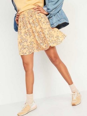 Old Navy Floral-Print A-Line Mini Skirt GolfSkirts Damen Gelb | 0596TGYEB