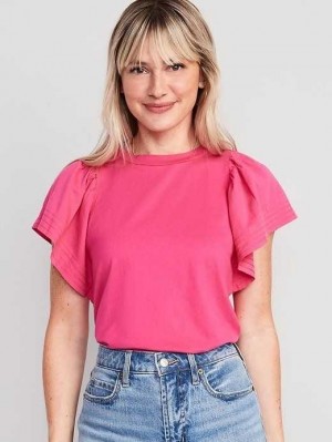 Old Navy Flutter-Sleeve Paneled T-Shirt T-shirts Damen Blumen | 4391XZGOW