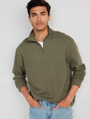 Old Navy French Rib 1/4-Zip Pullover Pullover T-shirts Herren Olivgrün | 3501TERIF