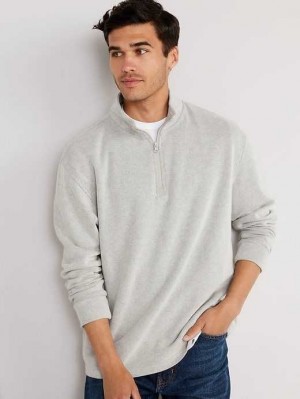 Old Navy French Rib 1/4-Zip Pullover Pullover T-shirts Herren Grau | 4839EJVCZ