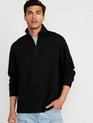 Old Navy French Rib 1/4-Zip Pullover Pullover T-shirts Herren Schwarz | 7168DFIVP