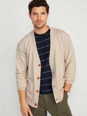 Old Navy French Terry Button-Front Cardigan Pullover Jogginghose Herren Beige | 6547BQGET