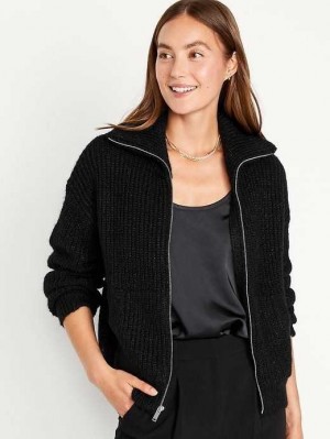 Old Navy Full-Zip Cardigan Pullover Strickjacke Damen Schwarz | 7629NPEUV