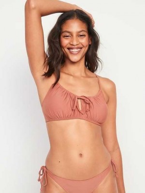 Old Navy Gathered Keyhole-Front Bikini Swim Top Badeanzüge Damen Braun | 6738WYEJN