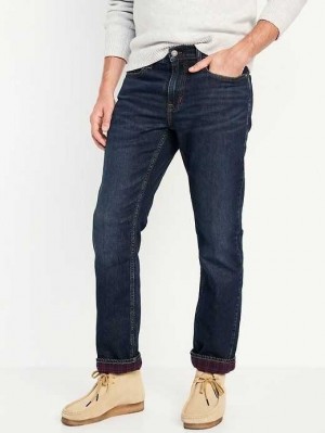Old Navy Gerade Flannel-Gefütterte Built-In Flex Jeans Jeans Herren Dunkelwaschen | 3297JCPNF