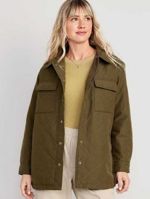 Old Navy Gesteppt Utility Shacket Mäntel Damen Conifer | 0435IZUWJ