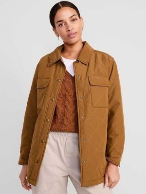 Old Navy Gesteppt Utility Shacket Mäntel Damen Spiced Saffron | 1362GJZDP