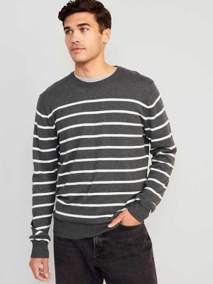 Old Navy Gestreift Crew-Neck Pullover Pullover Herren Grau | 6540LICWA