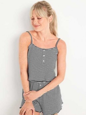 Old Navy Gestreift Cropped Pajama Cami Top Pyjama Damen Navy | 0415FMLCZ