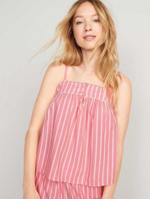 Old Navy Gestreift Smocked Pajama Cami Swing Top Pyjama Damen Rosa | 6290ODRLV