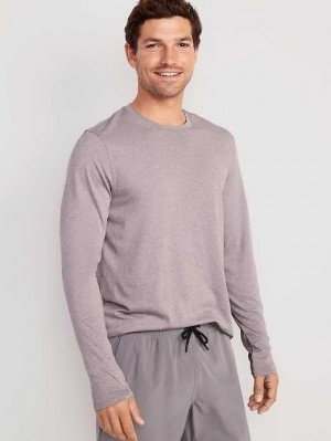 Old Navy Go-Dry Cool Odor-Control Core Long-Sleeve T-Shirt Sportbekleidung Herren Azurblau Grau | 5692DQUCS