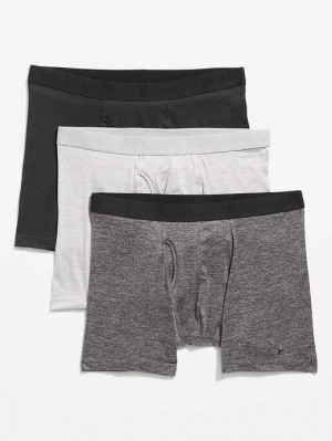 Old Navy Go-Dry Cool Performance Boxer-Brief Underwear 3-Pack Unterwäsche Herren Grau | 4859HCEDO