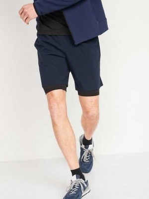 Old Navy Go 2-in-1 Workout Shorts + Base Layer Sportbekleidung Herren Arctic Depth | 6032GKHMA