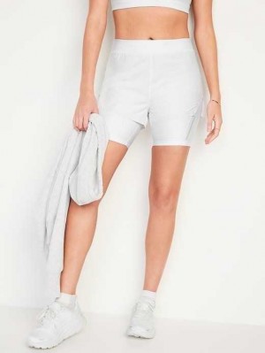 Old Navy High-Waisted 2-in-1 StretchTech Shorts Sportbekleidung Damen Weiß | 6925QOXYW