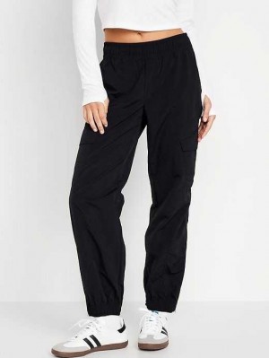 Old Navy High-Waisted Ankle-Zip Cargo Jogger Pants Sportbekleidung Damen Schwarz | 8291QKMCH
