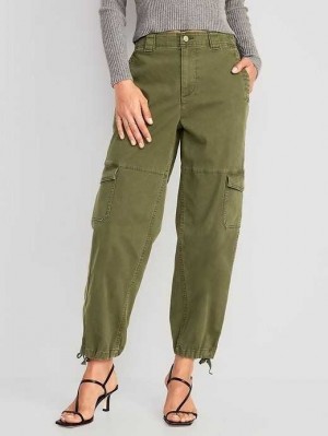 Old Navy High-Waisted Barrel-Leg Cargo Ankle Pants Hose Damen Conifer | 9643EYKGQ
