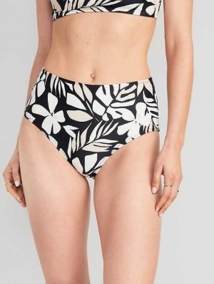 Old Navy High-Waisted Bikini Swim Bottoms Badeanzüge Damen Schwarz Weiß | 1795NFUBL