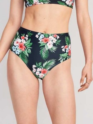 Old Navy High-Waisted Bikini Swim Bottoms Badeanzüge Damen Floral Midnight | 7630KALPV