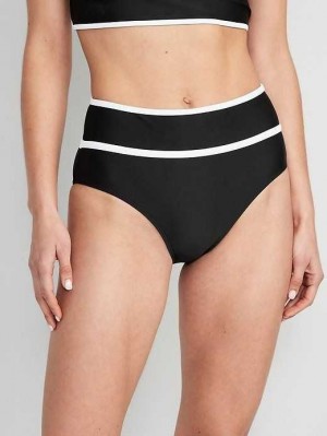 Old Navy High-Waisted Bikini Swim Bottoms Badeanzüge Damen Schwarz | 9481FAJEN