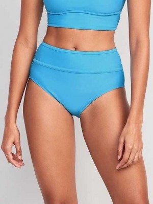 Old Navy High-Waisted Bikini Swim Bottoms Badeanzüge Damen Blau | 9532LPSKJ