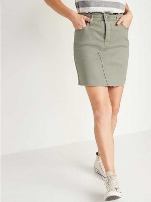 Old Navy High-Waisted Button-Fly Cut-Off Jean Skirt Unterteile Damen Grau | 3097BWFRY