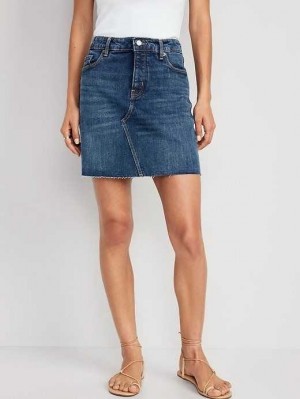 Old Navy High-Waisted Button-Fly OG Gerade Mini Cut-Off Jean Skirt Unterteile Damen Saylor | 1879GETOF