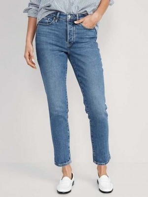 Old Navy High-Waisted Button-Fly OG Gerade Ankle Jeans Jeans Damen Saylor Clean | 1952AEISK