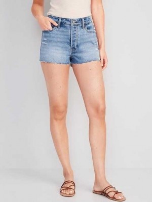 Old Navy High-Waisted Button-Fly OG Gerade Jean Cut-Off Shorts Kurze Hose Damen Lila | 4690ULPZO
