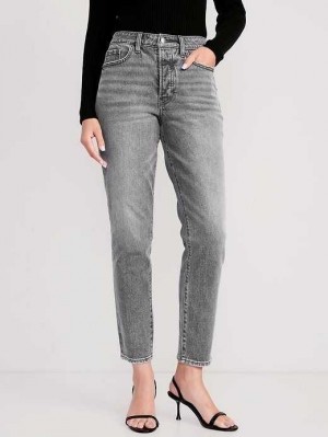 Old Navy High-Waisted Button-Fly OG Gerade Ankle Jeans Jeans Damen Schwarz | 6218CYMOF