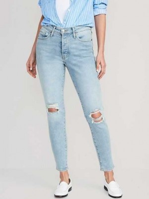Old Navy High-Waisted Button-Fly OG Gerade Extra-Stretch Ankle Jeans Jeans Damen Mittens | 7918IUAKZ