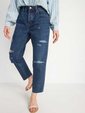 Old Navy High-Waisted Button-Fly Slouchy Gerade Cropped Non-Stretch Jeans Jeans Damen Remi | 4102HXRET