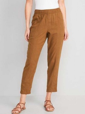 Old Navy High-Waisted Cropped Linen-Blend Tapered Pants Hose Damen Sisal | 3047QKWLI