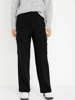 Old Navy High-Waisted Dynamic Fleece Cargo Trouser Pants Sportbekleidung Damen Schwarz | 2754ZRXGE