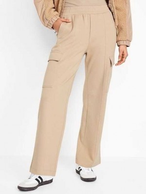 Old Navy High-Waisted Dynamic Fleece Cargo Trouser Pants Sportbekleidung Damen Beige | 3925EHFNB