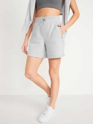 Old Navy High-Waisted Dynamic Fleece Shorts Sportbekleidung Damen Hellgrau | 6583RCUXF