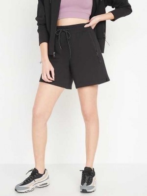 Old Navy High-Waisted Dynamic Fleece Shorts Sportbekleidung Damen Schwarz | 6748MLDBH