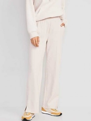 Old Navy High-Waisted Dynamic Fleece Weite-Leg Trouser Pants Sportbekleidung Damen Beige | 4173KBQCY