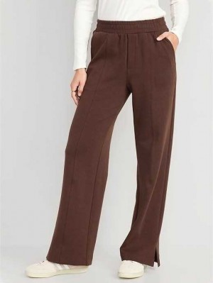 Old Navy High-Waisted Dynamic Fleece Weite-Leg Trouser Pants Sportbekleidung Damen French Roast | 5038NVXPC