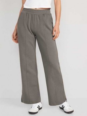 Old Navy High-Waisted Dynamic Fleece Weite-Leg Trouser Pants Sportbekleidung Damen Grau | 7591TJQIW