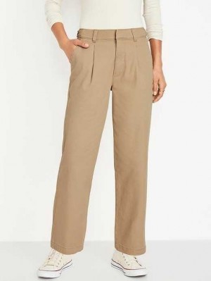 Old Navy High-Waisted Falten Chino Ankle Pants Hose Damen Teakwood | 4152AEHNS