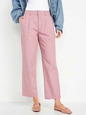 Old Navy High-Waisted Falten Chino Ankle Pants Hose Damen Woodrose | 4321KQZSE