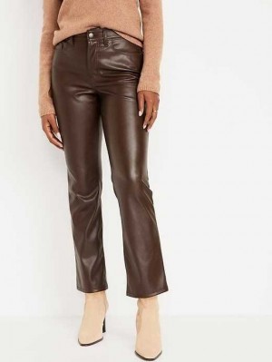 Old Navy High-Waisted Faux-Leder Boot-Cut Ankle Pants Jeans Damen Braun | 6375RGQUP