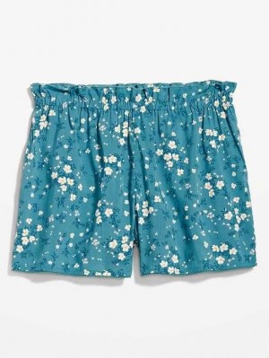 Old Navy High-Waisted Floral Pajama Shorts -- 3-inch inseam Pyjama Damen Türkis | 4973QTGRB