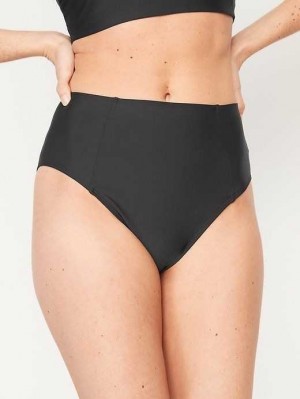 Old Navy High-Waisted French-Cut Bikini Swim Bottoms Badeanzüge Damen Ebony | 4179LACEF